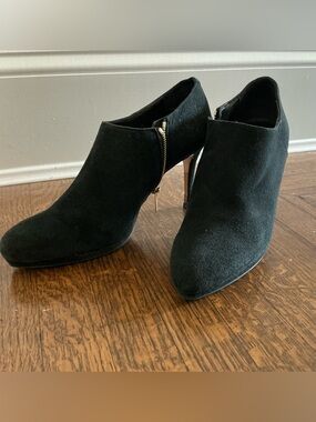 LK Bennett Black Suede Ankle Booties with Side Zip